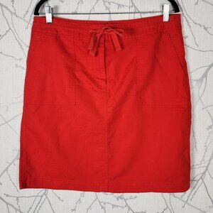 Talbots Red Linen Cotton Drawstring Pencil Skirt